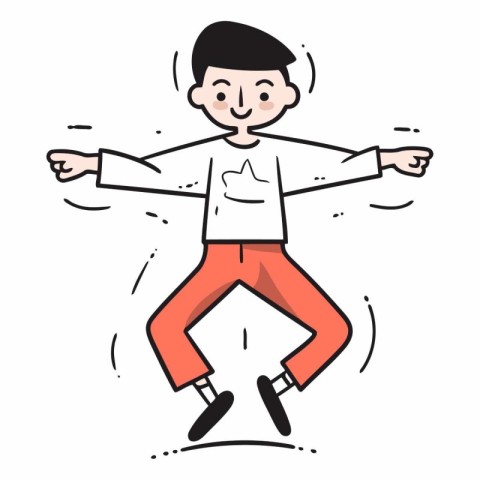 Vector illustration of a young man jumping in the air. Flat styl