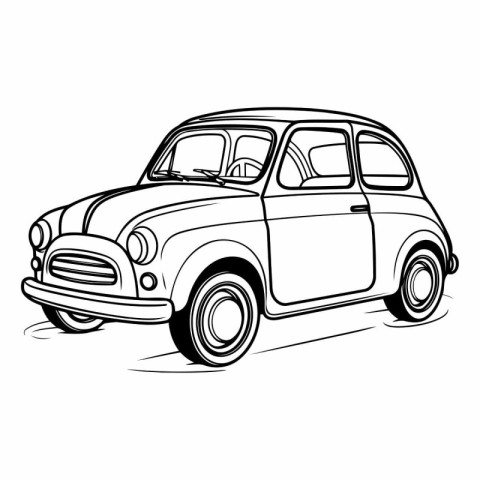 Vintage car isolated on white background. Hand drawn vector illu