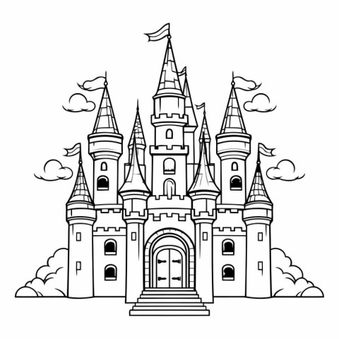 Fairytale castle icon. Outline illustration of fairy castle icon