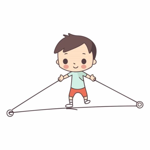 cute little boy playing seesaw cartoon vector illustration graph