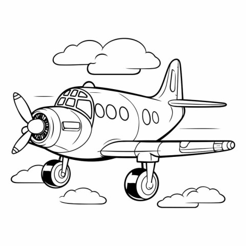 Airplane in the clouds. Coloring book for children