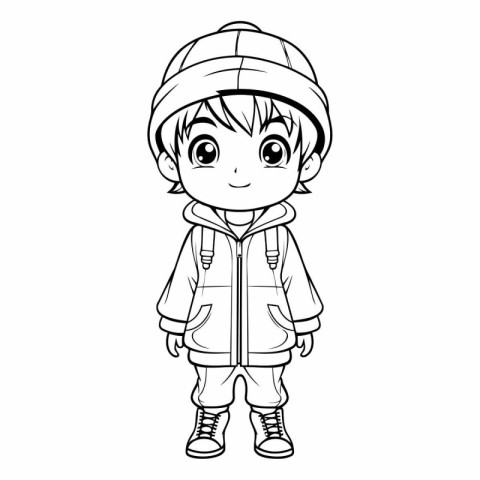 cute little boy with winter clothes over white background