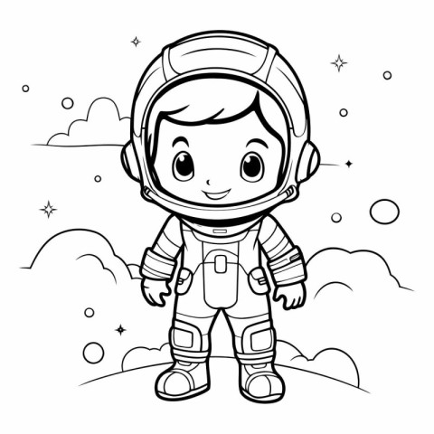 Coloring book for children: astronaut in spacesuit