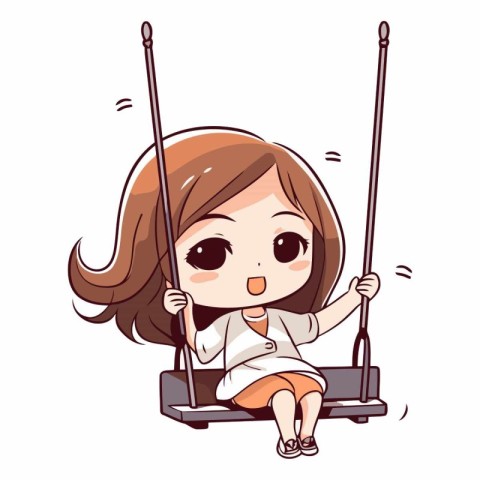 Illustration of a Cute Little Girl Sitting on a Swing.