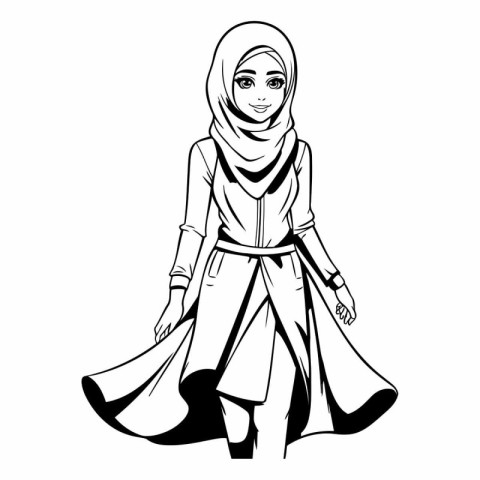 Hijab woman in fashionable clothes of a beautiful muslim woman.