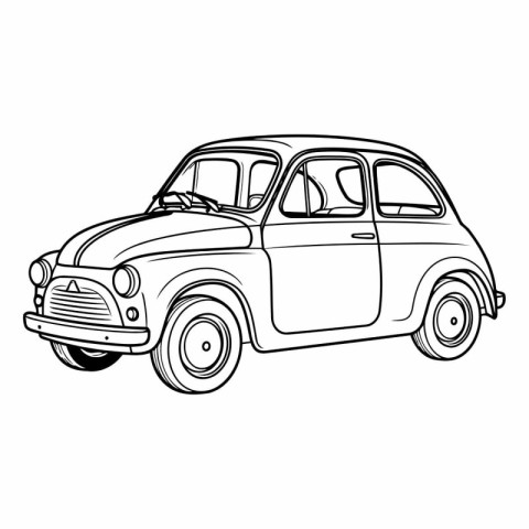 Retro car. Hand drawn vector illustration. Isolated on white bac