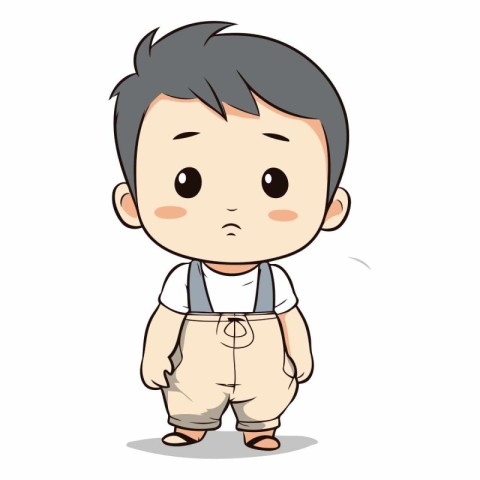 Little Boy Wearing Basic Clothes Cartoon Character Vector Illust