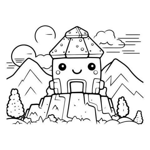 Coloring Page Outline Of cartoon fortress for coloring book