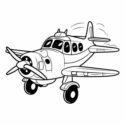 Airplane with propeller icon. Cartoon illustration of airplane w