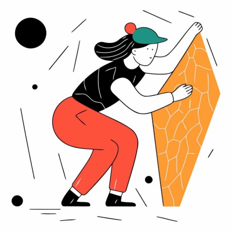 Vector illustration of a girl in a baseball cap and sportswear.