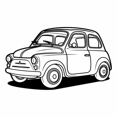 Retro car isolated on a white background in cartoon style.