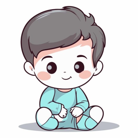 Cute baby boy smiling and sitting on floor.