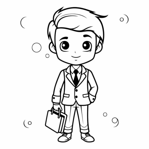 Vector illustration of a boy with a briefcase in his hands.