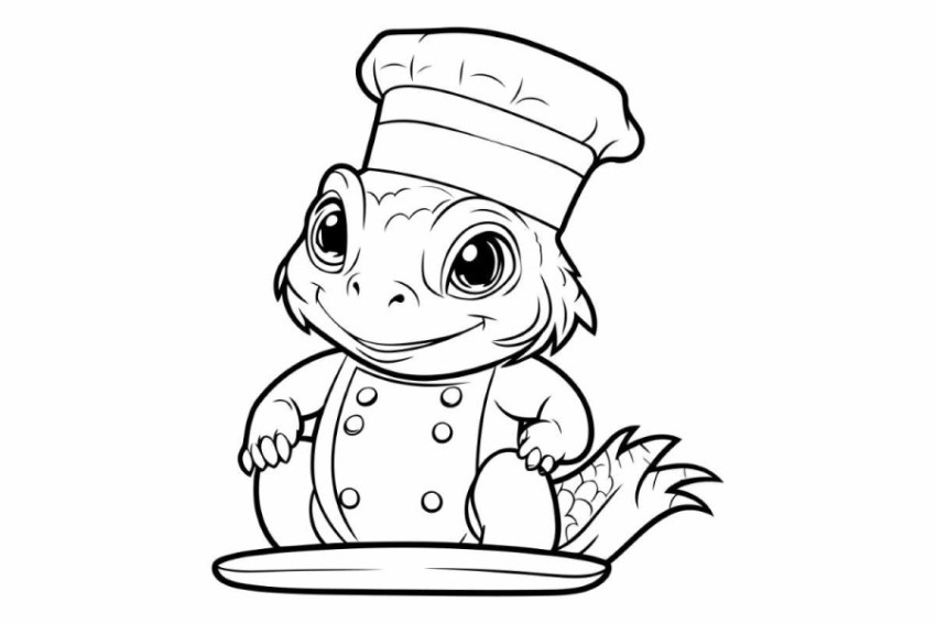 Frog chef - Coloring book for children.