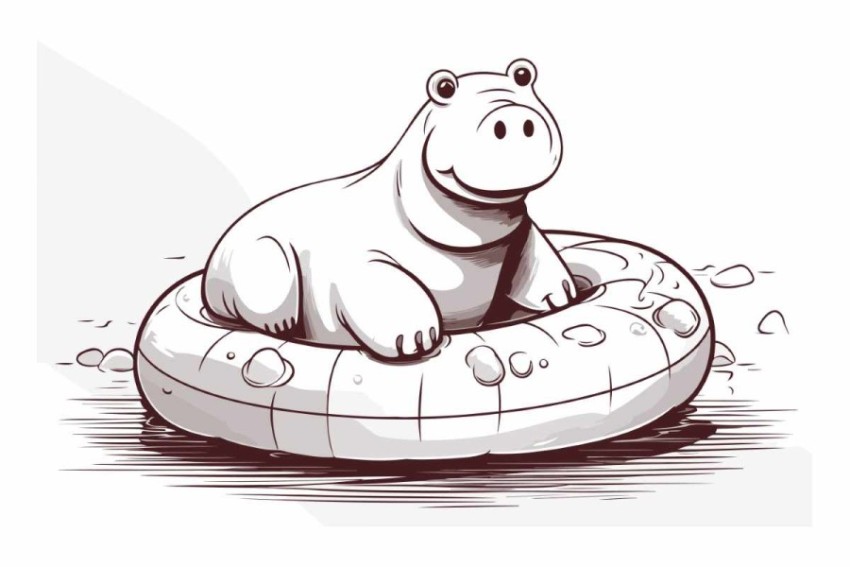 Hippopotamus on an inflatable ring.