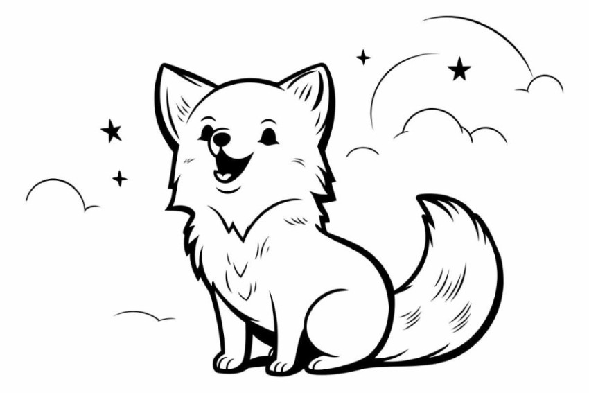 Cartoon Illustration of Cute Fox Animal Character Coloring Book