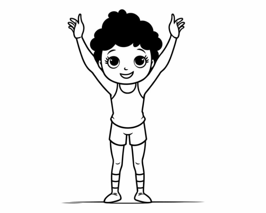 cute little girl waving hand cartoon vector illustration graphic