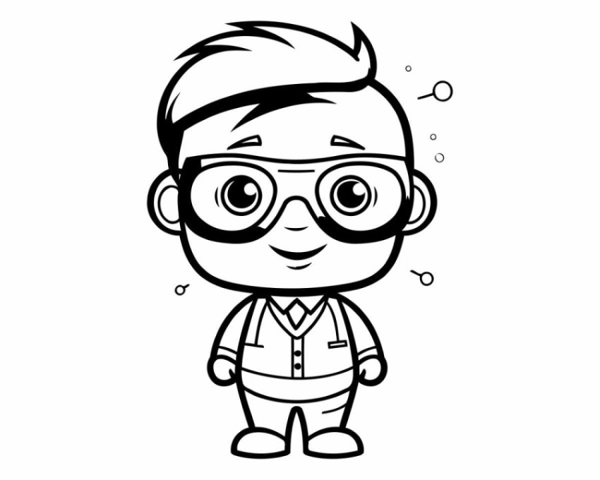 Cute Boy Wearing Glasses Cartoon Mascot Character Vector Illustr