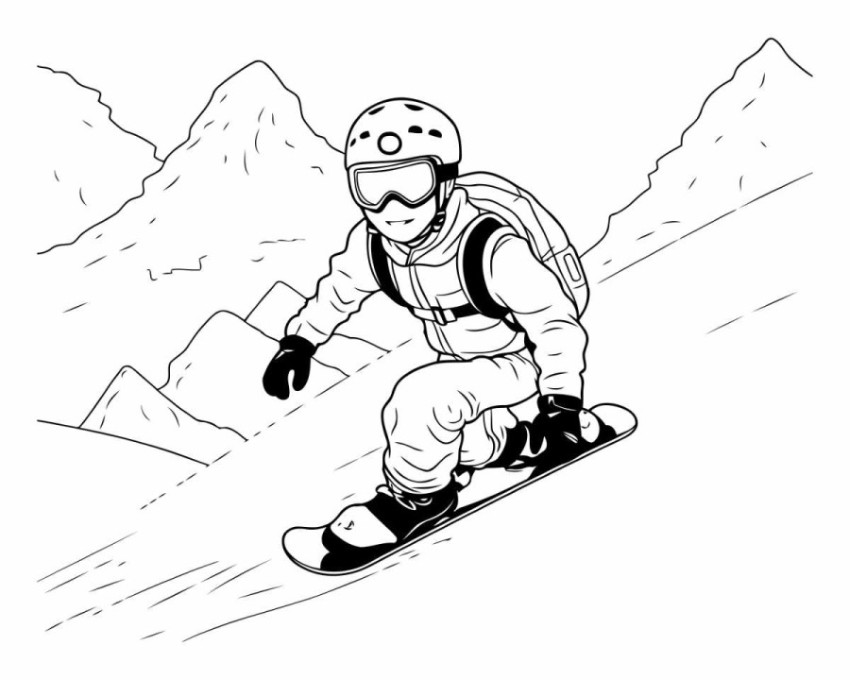 snowboarder on the piste vector illustration sketch doodle hand